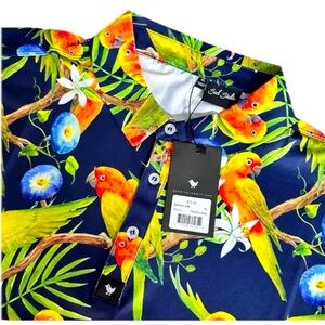Bad Birdie Golf Performance Polo Mens Size XL Tropicana Floral Parrots Strech